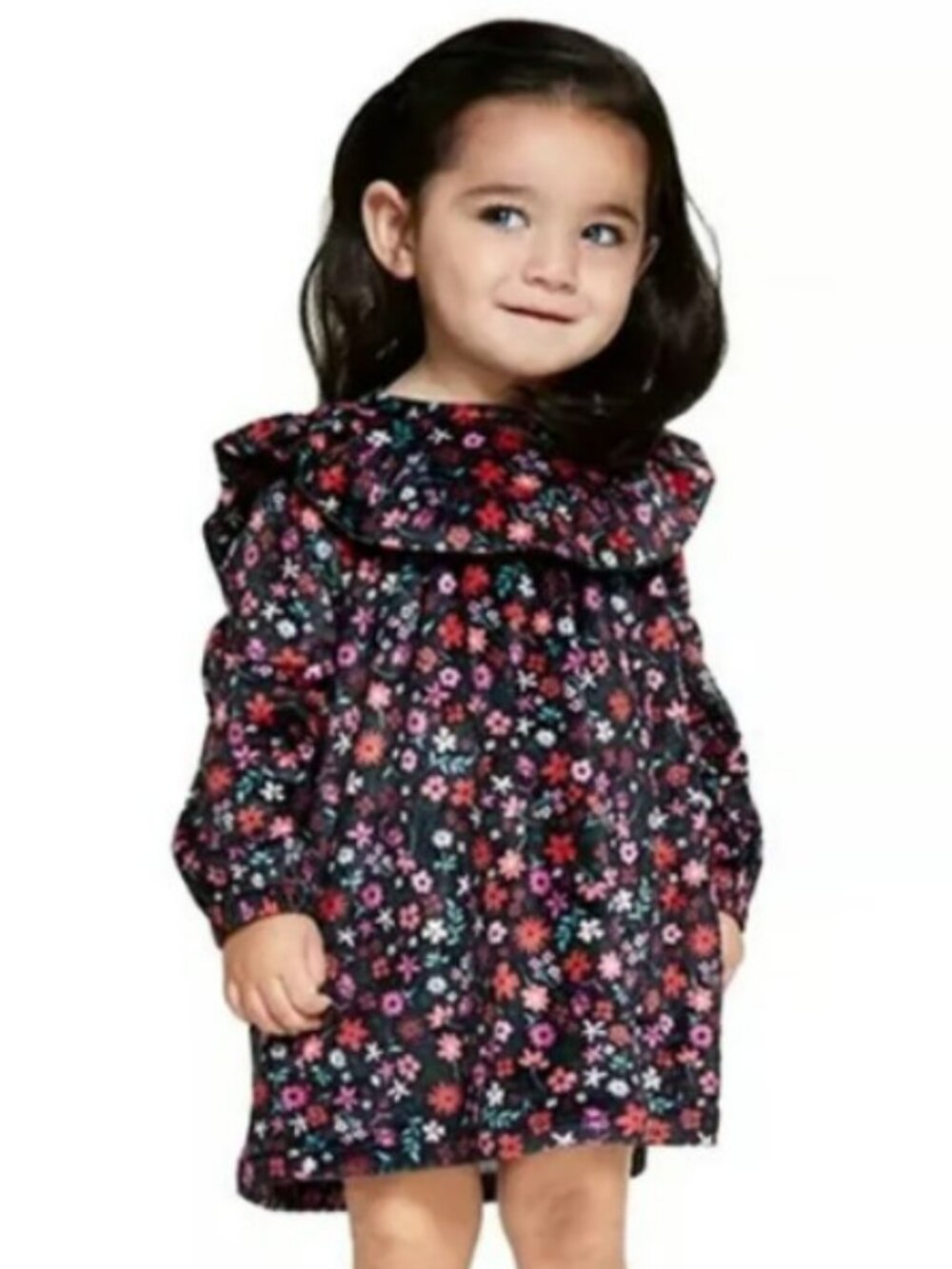 NWT. FIRST IMPRESSIONS Baby Girls Black Floral Dress